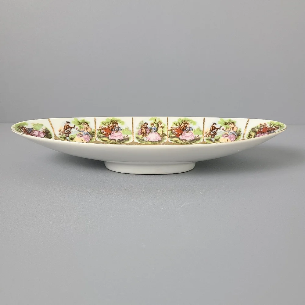 Royal Vienna Pink Porcelain Courting Couple Large Trinket Dish